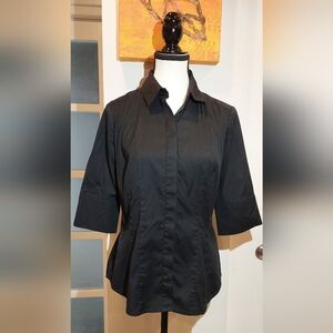 White House Black Market Elegant Black Button-Down Blouse